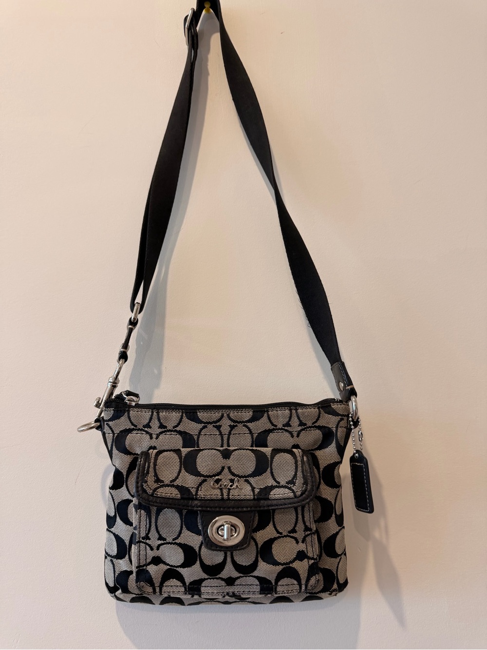 Coach Black and Tan Signature Crossbody Bag